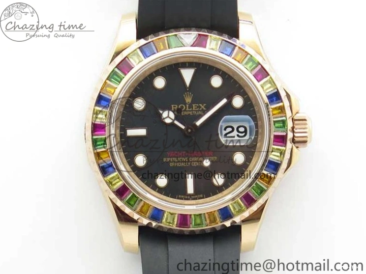 MiroTime 0112 WeatherProof Yacht-Master 40 116695SATS Bp Maker Best Edition Black Dial on Rubber Strap SA 3001